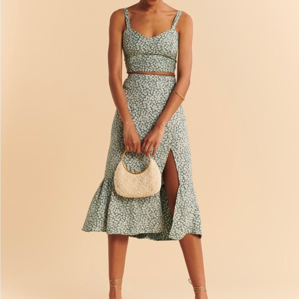 A&F Crop top and long high waisted skirt set floral.
